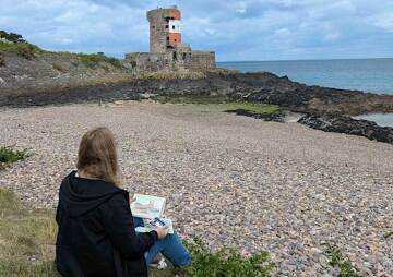Children's landscape drawing with Jamie