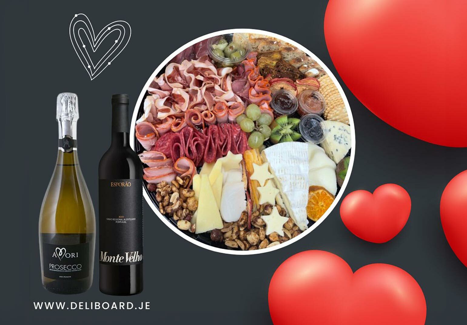 Valentine’s Tapas Board with Prosecco Amori or Monte Velho Red Wine for 22% Off