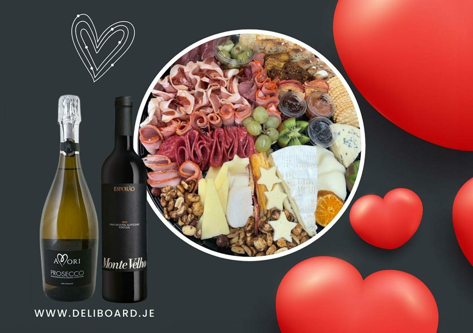 Valentine’s Tapas Board with Prosecco Amori or Monte Velho Red Wine for 22% Off